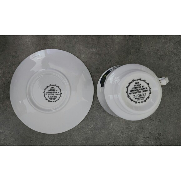 Duchess Bone China Cup & Saucer Scottish Tartan Gordon Clan England Blue Green - Picture 8 of 9